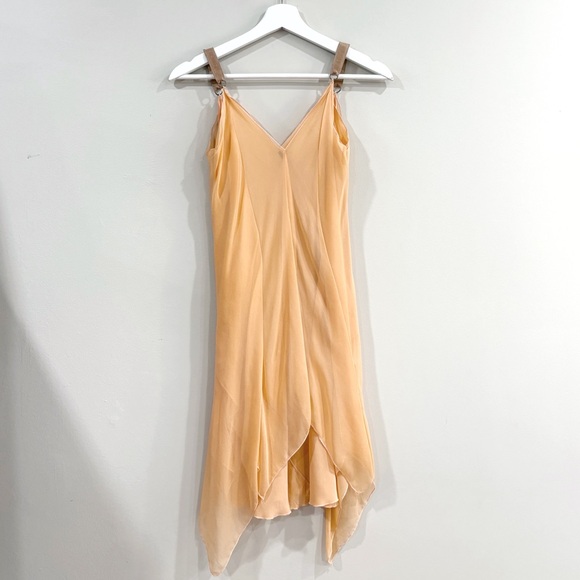 Jes Wade Reversible Silk Chiffon Dress Peach Handkerchief Hem Size S $2k+ Retail - Picture 1 of 11